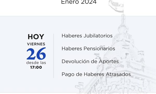 Jubilados y pensionados de la Caja Fiscal percibirán hoy sus haberes