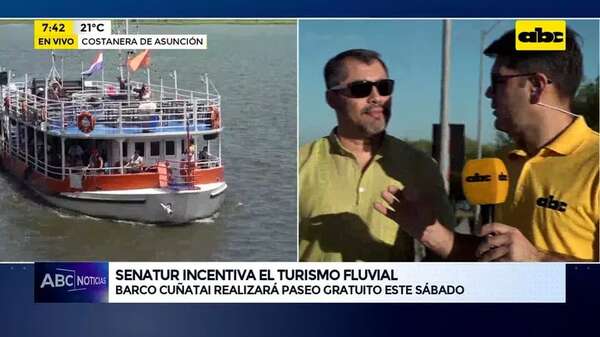Senatur incentiva el turismo fluvial: Barco Cuñataí realizará paseo gratuito este sábado - ABC Noticias - ABC Color