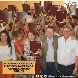 Indert inicia gira para entregar unos 600 títulos de propiedad