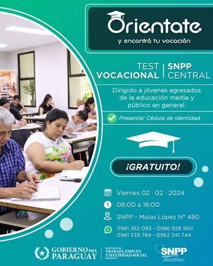 SNPP invita a la segunda jornada de Test Vocacional para jóvenes y adultos - .::Agencia IP::.