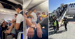 Diario HOY | Pasajero de un avión abre la puerta de emergencia y se posa sobre un ala