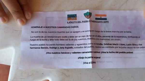 Hombres armados atacan estancia en San Pedro y dejan panfletos