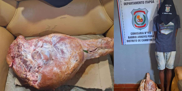 HURTÓ UNA PATA DE CERDO EN CAMBYRETÁ Y TERMINÓ DETENIDO  - Itapúa Noticias