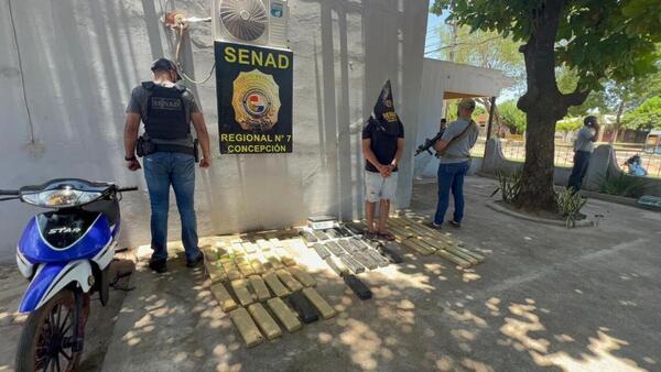 Detienen a motociclista que transportaba 67 kilos de marihuana en Yby Yaú