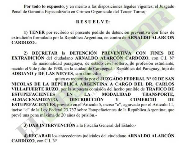 Ordenan detención de paraguayo buscado en Argentina por dirigir estructura narco