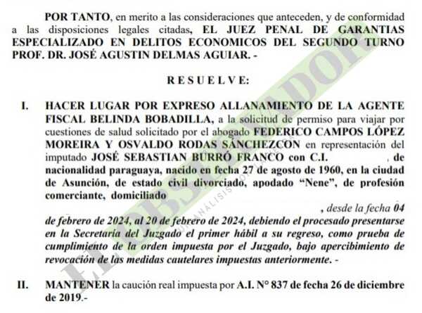 Autorizan a procesado por contrabando a viajar al extranjero para una consulta médica