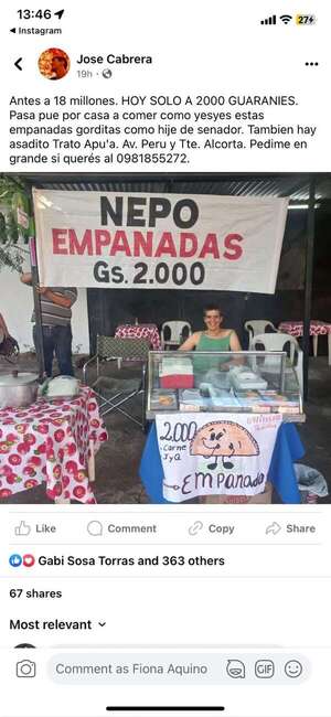 AUDIO: Puesto de venta de “Nepo empanadas” se hace viral: “La clase política no nos puede tomar por estúpidos”, dice el propietario - Periodísticamente - ABC Color