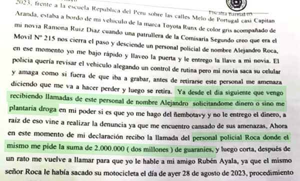 Fiscalía barrial fue testigo de cómo policía actualmente imputado, extorsionó a un taxista