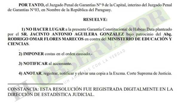 Rechazan hábeas data por el cual pretendían eliminar título universitario que sería apócrifo