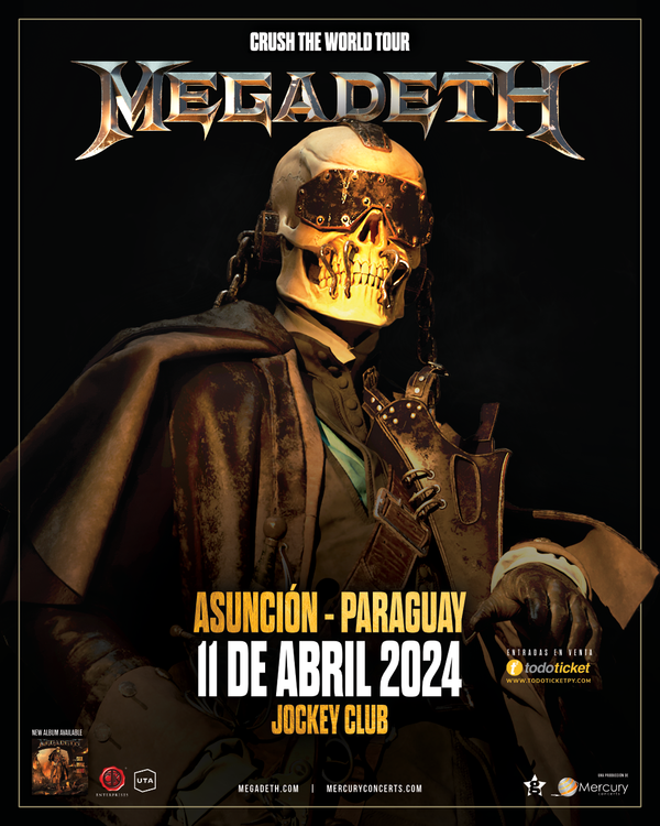 Megadeth reestructura calendario de conciertos y llega el 11 de abril a Paraguay