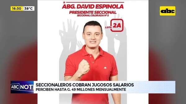Seccionaleros cobran jugosos salarios : perciben hasta G. 49 millones mensualmente - ABC Noticias - ABC Color