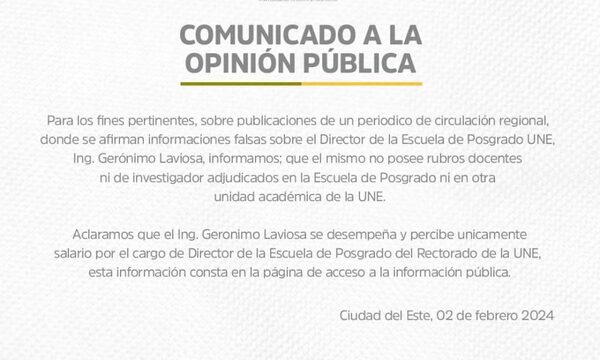 Laviosa no tiene cátedras en la UNE, aclaran