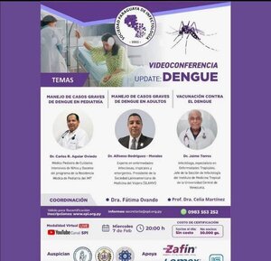 Sociedad Paraguaya de infectología invita a la videoconferencia sobre manejo de casos graves de dengue
