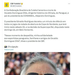 Habrá homenajes para ODD en el fútbol brasileño