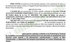 Decretan prisión de presunto traficante de armas