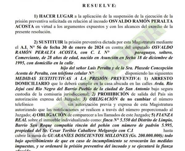Conceden arresto domiciliario a sospechoso de intentar sustraer dinero de cuenta del exministro Bajac