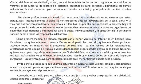 Gobernador se solidariza con cambistas víctimas de robo