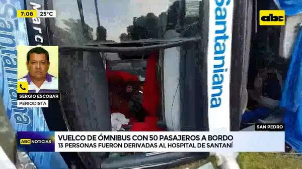 Video: Vuelco de ómnibus en Guayaybí dejó numerosos heridos - ABC Noticias - ABC Color