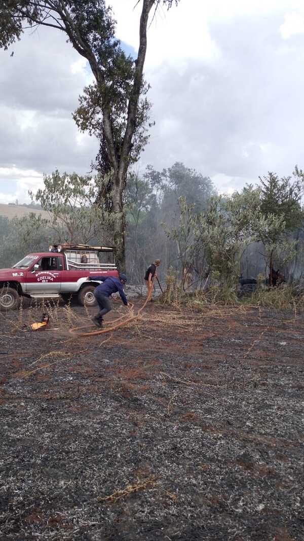 Incendio arrasa con bosque y cultivo de soja en Edelira Km. 40