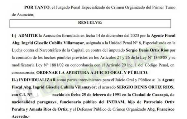 Funcionario del INERAM, irá a juicio también por tráfico de precursores