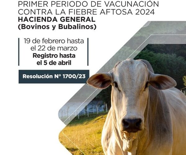Vacunación contra aftosa arranca el 19 de febrero