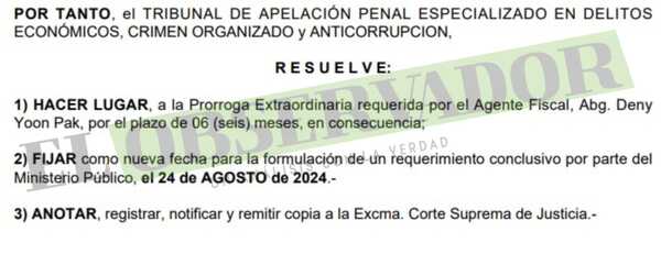 Otorgan prórroga para investigación y requerimientos sobre Santoro Vasallo y esposa