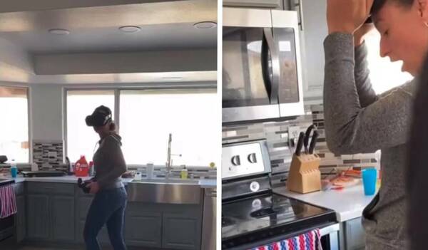 [VIDEO] Una mamá se volvió viral al ¡golpearse demasiado grande! en la cocina por andar con realidad virtual