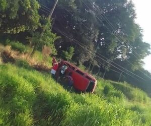 Joven robó un taxi y terminó volcando el rodado
