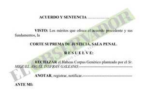 Sala Penal rechaza otro hábeas corpus de “Tío Rico”