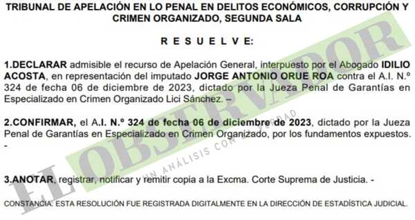 Ratifican prohibición sobre bienes de militar imputado por tráfico de armas
