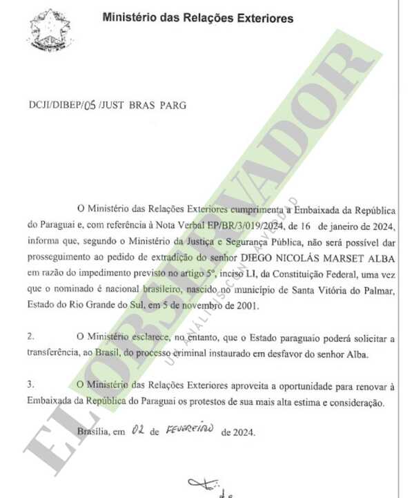 Brasil niega extradición de Diego Marset, ya que tiene nacionalidad brasileña
