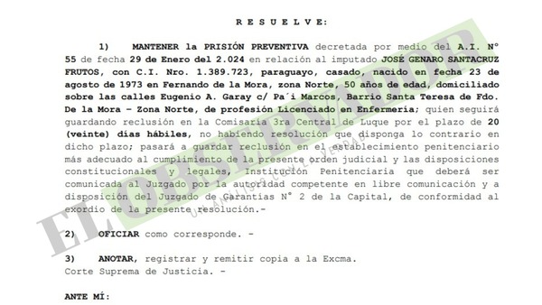 Imputado en venta de cargos en el IPS seguirá en prisión por gravedad del hecho y peligro de fuga