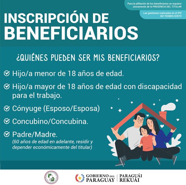 Procedimientos de inscripción en IPS para beneficiarios cónyuges, hijos y padres - ADN Digital