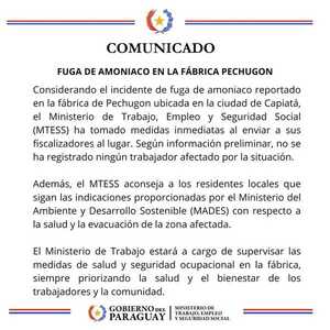Comunicado del Ministerio de Trabajo y Seguridad Social, sobre Planta Pechugon | OnLivePy