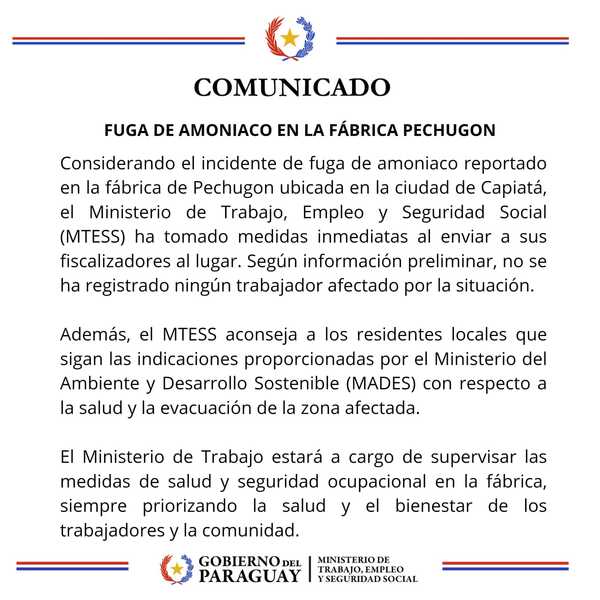 Comunicado del Ministerio de Trabajo y Seguridad Social, sobre Planta Pechugon | OnLivePy