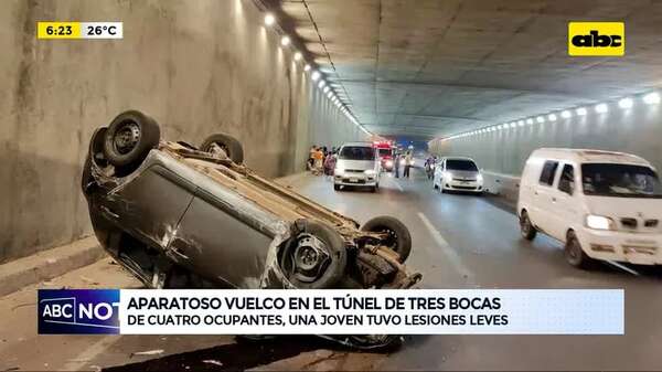 Video: Aparatoso vuelco en el túnel de Tres Bocas - ABC Noticias - ABC Color