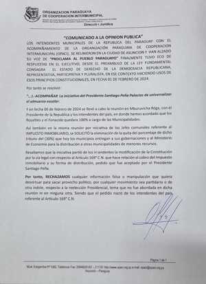 Intendentes reafirman apoyo a “Hambre Cero” y niegan que se haya hablado de reelección - El Trueno