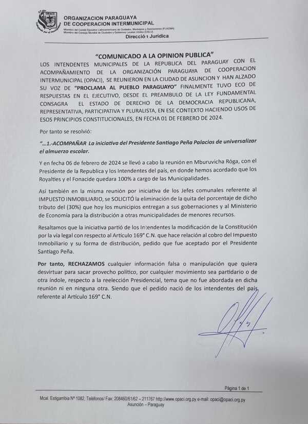 Intendentes reafirman apoyo a “Hambre Cero” y niegan que se haya hablado de reelección - El Trueno