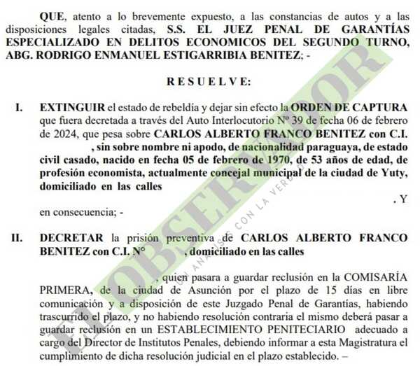 Expresidente de la Aso de la Essap buscado por estafa se entrega y va a prisión