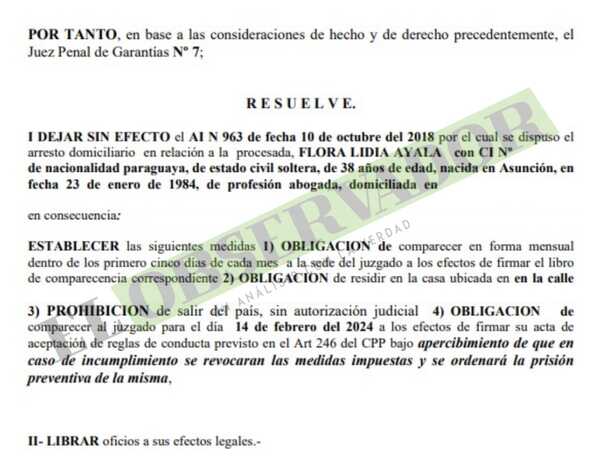 Levantan arresto domiciliario para imputada en caso Berilo bajo reglas de conducta