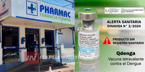 DINAVISA CLAUSURA TEMPORALMENTE A FARMACIA DE ENCARNACIÓN POR VENTA IRREGULAR DE VACUNA CONTRA EL DENGUE - Itapúa Noticias