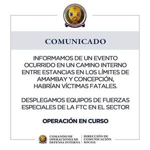 Supuesto Ataque con Bomba en la Frontera de Amambay y Concepción deja Tres Víctimas Mortales