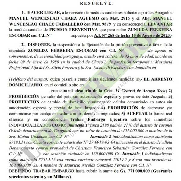 Otorgan arresto domiciliario a imputada en causa Pavo Real por compurgar pena mínima