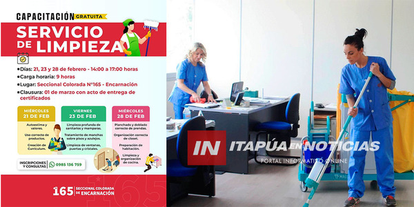 SECCIONAL 165° OFRECE CURSO DE SERVICIO DE LIMPIEZA - Itapúa Noticias