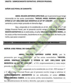 Defensa de presuntos colaboradores del clan Insfrán pide el sobreseimiento definitivo