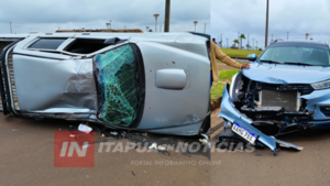 ACCIDENTE EN ENCARNACIÓN: CAMIONETA VOLCADA TRAS CHOQUE - Itapúa Noticias