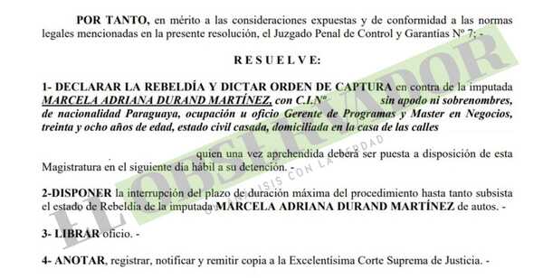 Ordenan detención de hija de Dany Durand, buscada por el caso Mocipar
