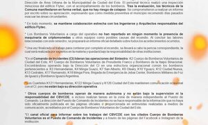 Con apresurado comunicado, Bomberos de Ciudad del Este «blanquea» a Miguel Prieto y dueño de «Flytec» 