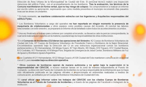 Con apresurado comunicado, Bomberos de Ciudad del Este «blanquea» a Miguel Prieto y dueño de «Flytec»