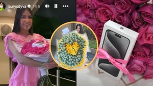 Laurys Dyva dejó atrás el ramo de billetes, esta vez recibió flores con un iPhone